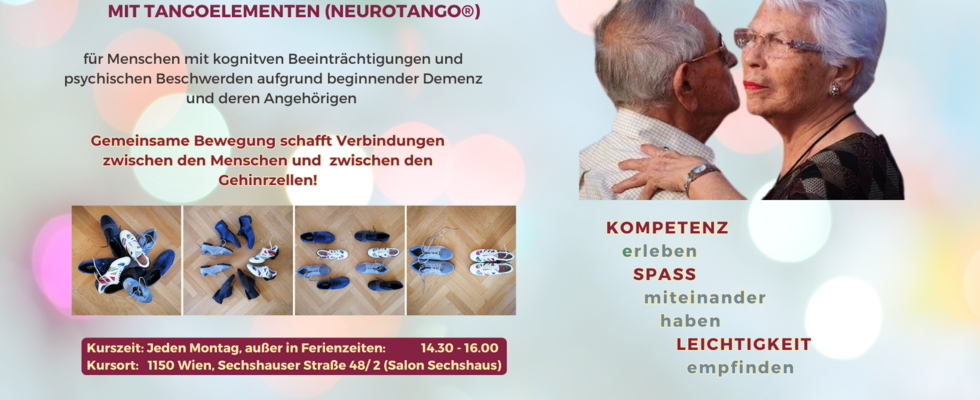 Ganzheitliches Bewegungs- und Gehirntraining mit Tango-Elementen (Neurotango) für Menschen mit kognitiven Beeinträchtigungen.