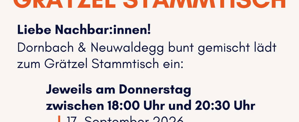 Grätzel Stammtische im Herbst 2026