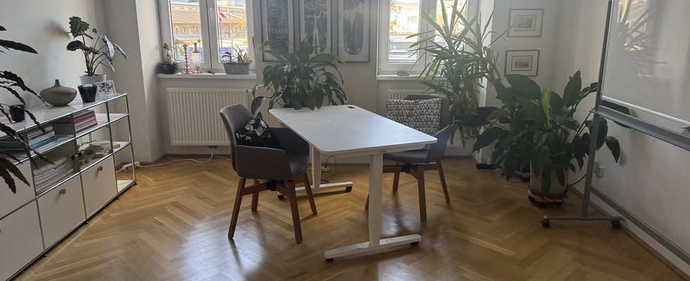 Vermiete luftigen Beratungs-/Therapie-/Coaching-Raum, auch als kleiner Seminarraum oder großer Besprechungsraum oder für Projektarbeit