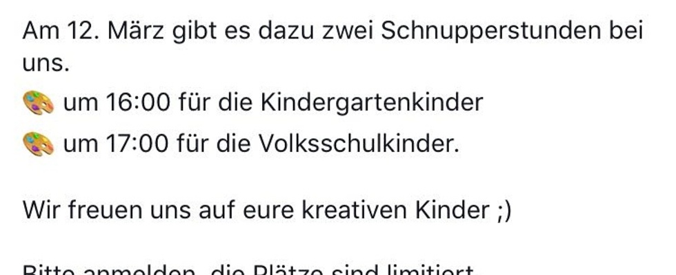 SCHNUPPERSTUNDE zum Kreativkurs
