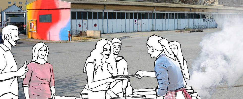 Urbanist*innen-BBQ: Austausch zum Nordwestbahnhof mit Grillen, Federball und Musik