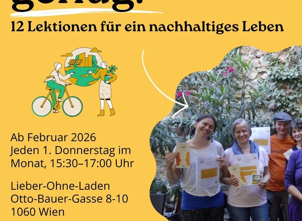 Ich habe genug! Der Suffizienz-Lehrgang von SOL kommt nach Mariahilf