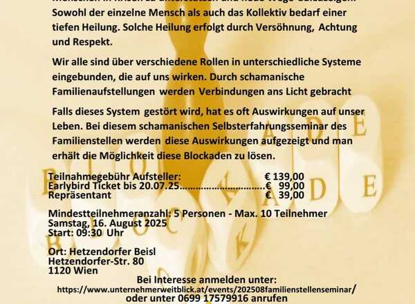 Schamanisches Familenstellen am 16.08.25  in Hetzendorf