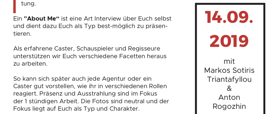 About Me Video für dein Profil, Schauspieler, Unternehmer, etc.