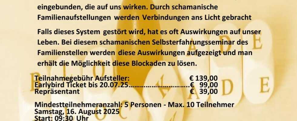Schamanisches Familenstellen am 16.08.25 in Hetzendorf
