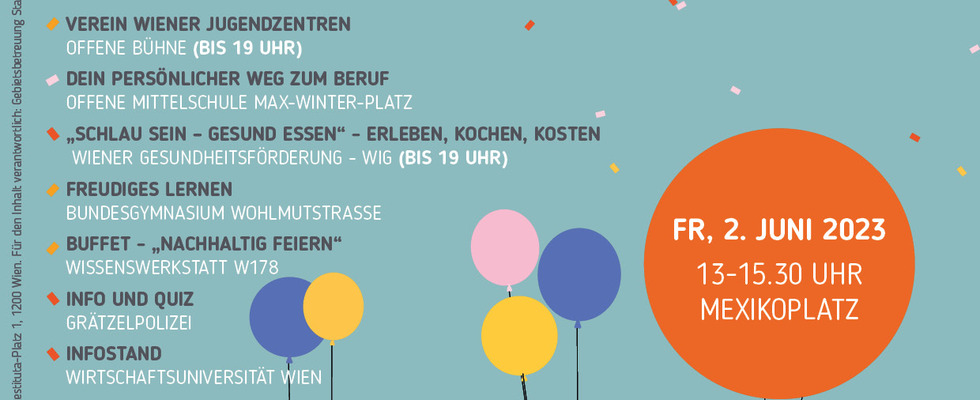 Grätzelfest 2.Juni 13.00-15.30 am Mexikoplatz vor der Kirche(:-)