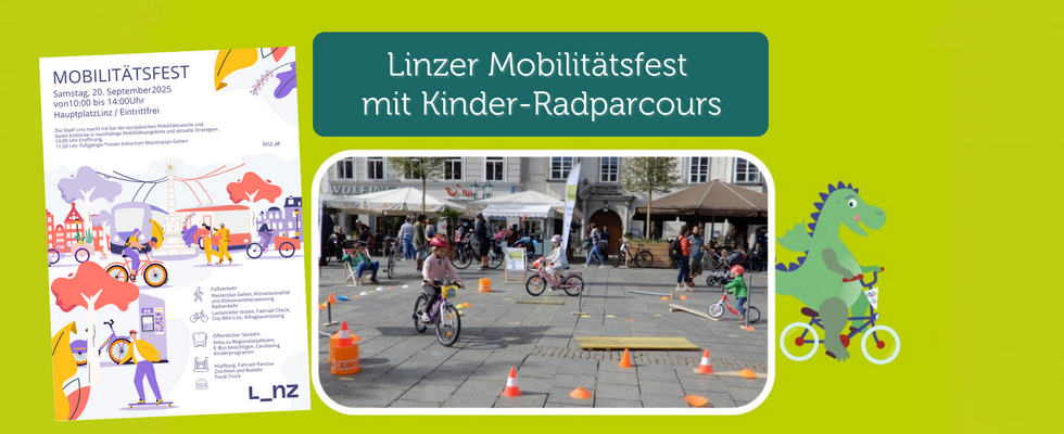 Linzer Mobilitätsfest mit Kinder-Radparcours und Radlobby-Infostand