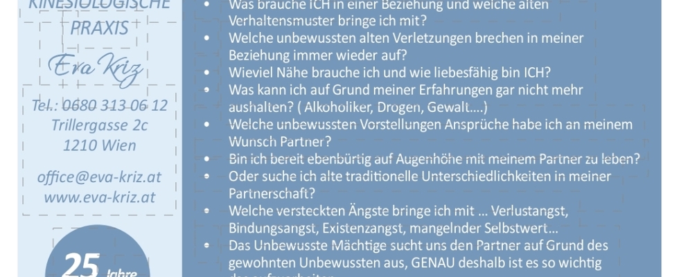 Kinesiologische Praxis Dipl. Lebens und Sozialberaterin. Beziehungs-Coach.