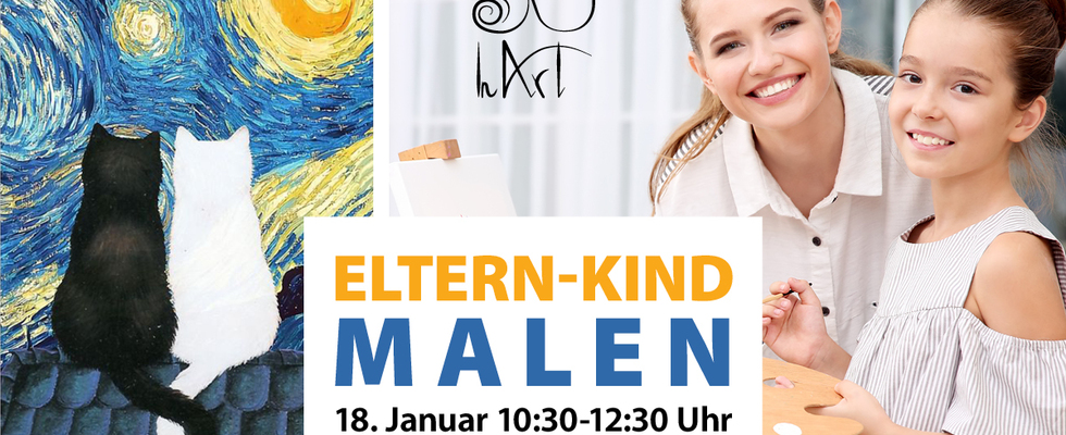 Eltern-Kind Malen - zwei Katzen