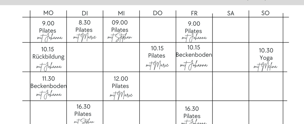 BECKENBODEN TRAINING Montag 11.30