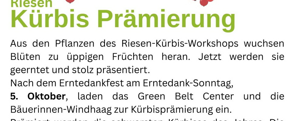 Kürbis Prämierung im Green Belt Center