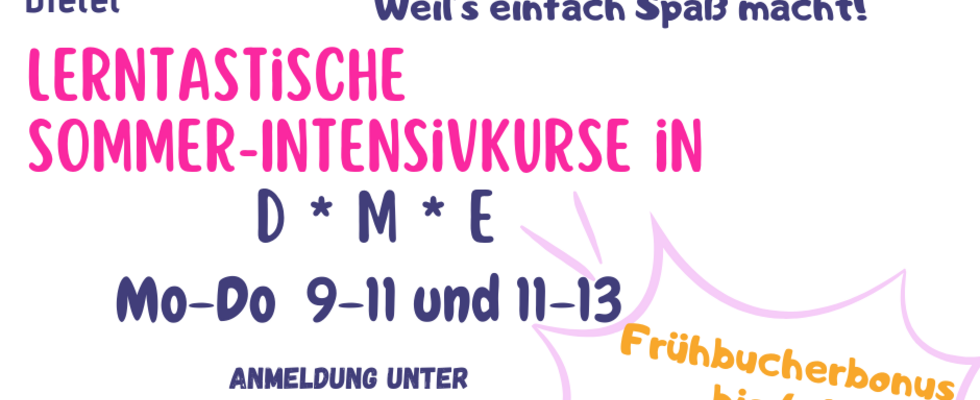 Sommer-Intensivkurse D * M * E bei Lerntastisch!