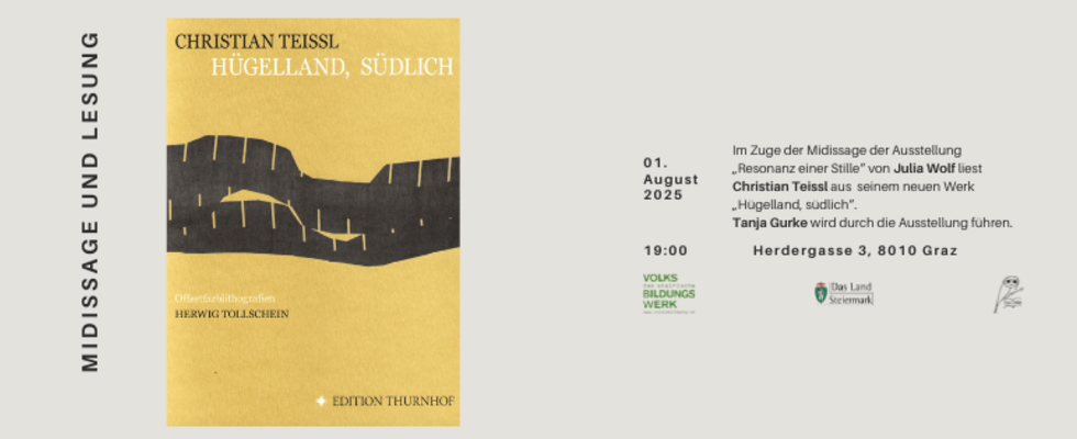 Midissage „Resonanz einer Stille“ von Julia Wolf und Lesung von Christian Teissl
