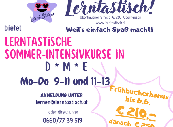 lerntastische Sommer-Intensivkurse D * M * E mit Daniela und Loris von Lerntastisch