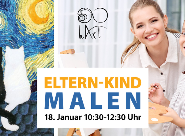 Eltern-Kind Malen - zwei Katzen