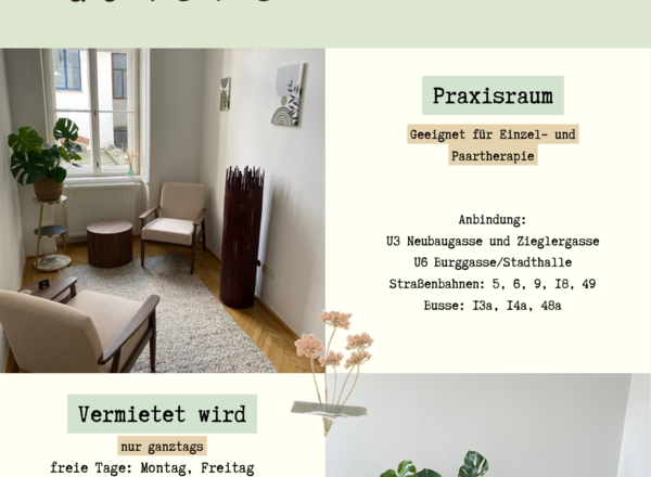 Praxisraum Mitten im 7. Bezirk - Psychotherapie, Coaching, Supervision