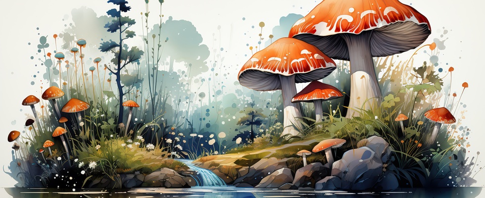 Malworkshop für Erwachsene - Pilze, Blätter - Aquarell