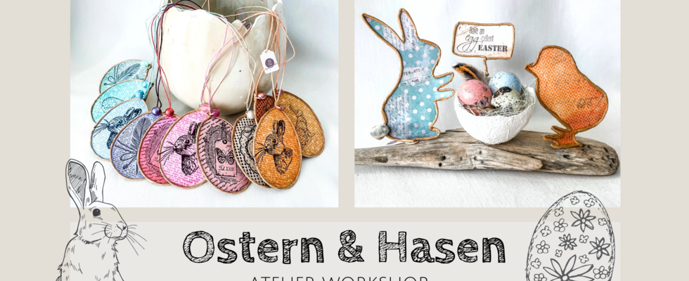 Ostern & Hasen - Osterdekoration aus Treibholz, Perlen & Papierdraht